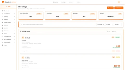 Bookings Management - View and manage all bookings